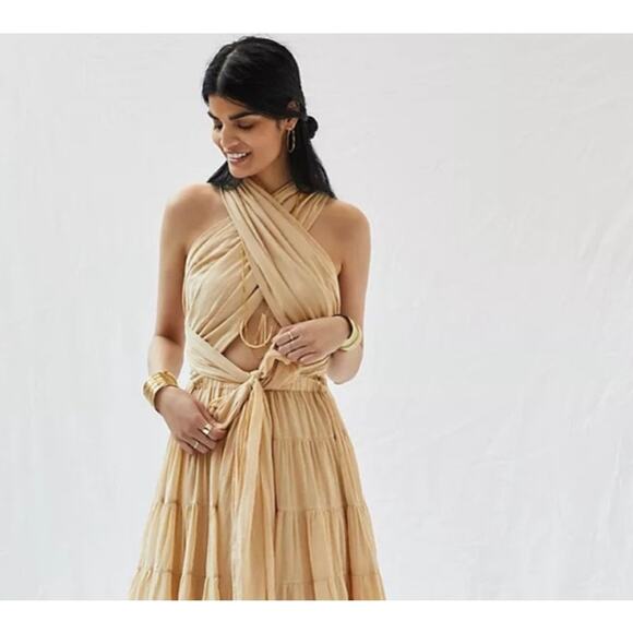 Erika Pena Selma Tan Wrap Mini Dress - Picture 7 of 7